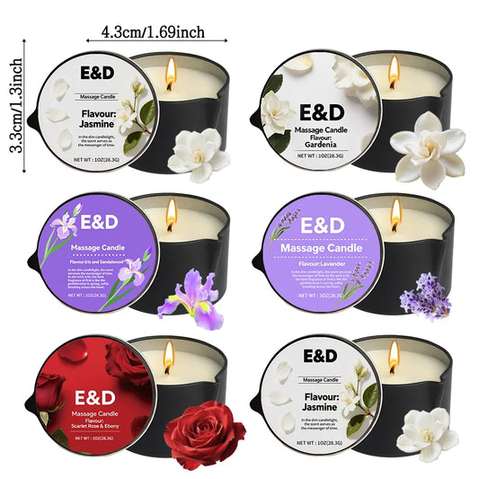6pcs Massage Oil Candle with Essential Oil Luxury Scented Candle with Soy Wax - Warm Moisturizing Body Lotion - Nail Salon, Spa