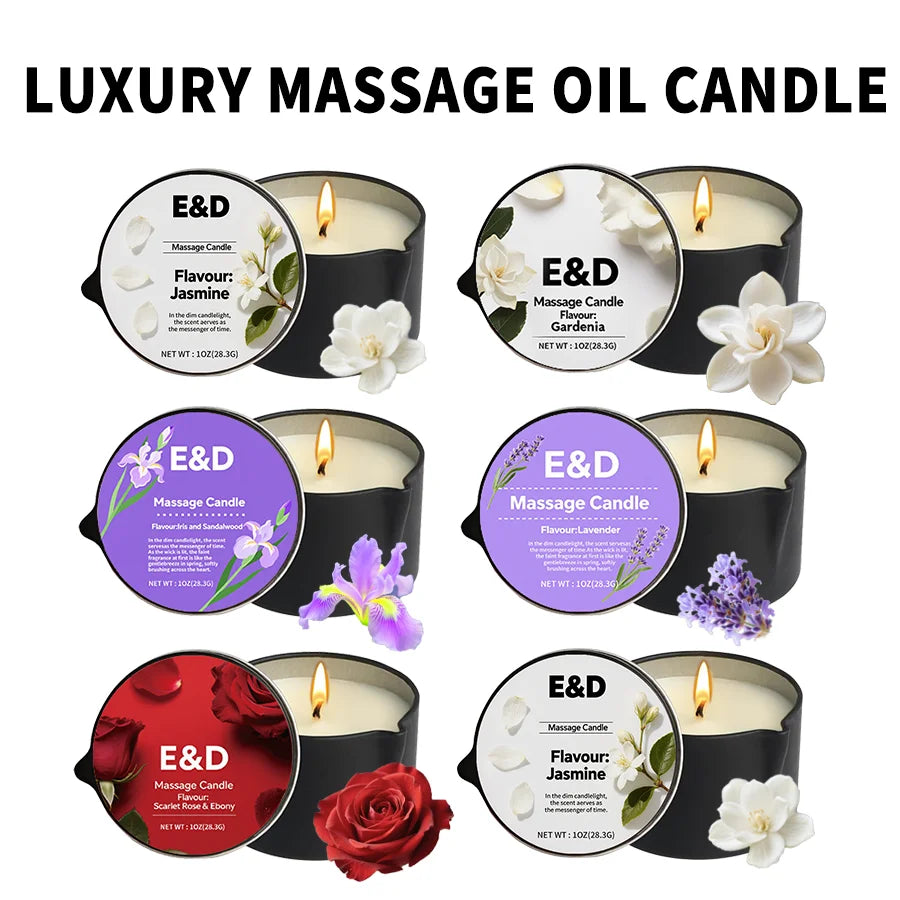 6pcs Massage Oil Candle with Essential Oil Luxury Scented Candle with Soy Wax - Warm Moisturizing Body Lotion - Nail Salon, Spa