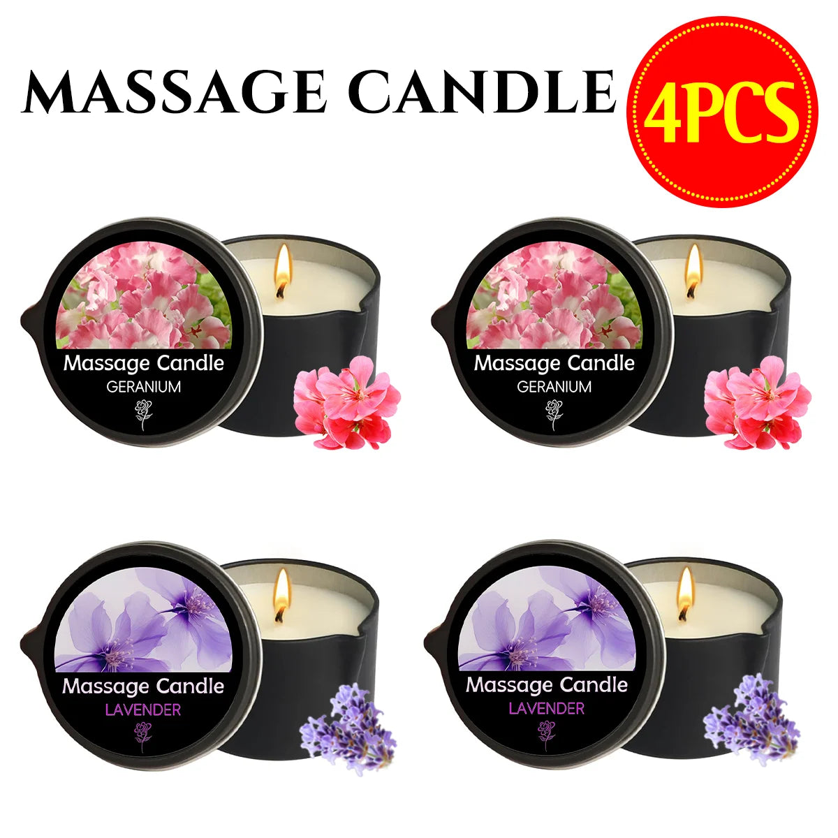 6pcs Massage Oil Candle with Essential Oil Luxury Scented Candle with Soy Wax - Warm Moisturizing Body Lotion - Nail Salon, Spa