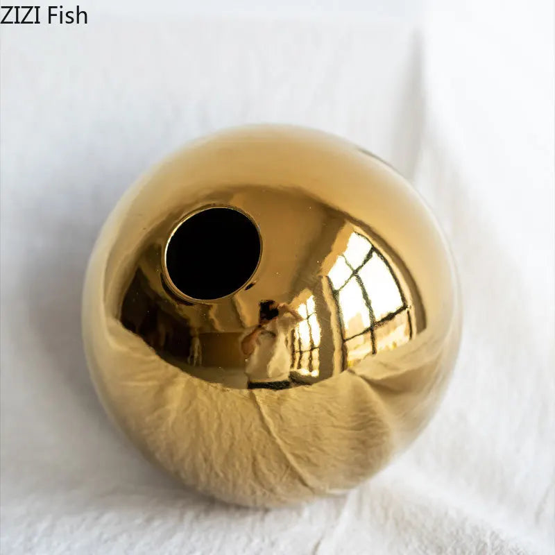 Plating Gold Ceramic Vase — Luxury Home Decor