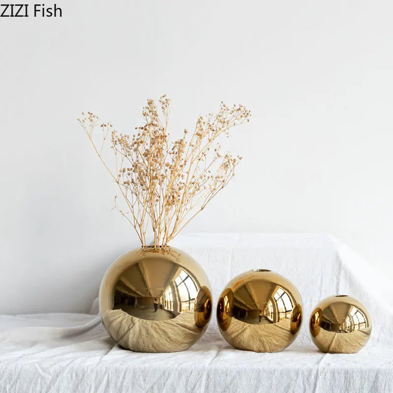 Plating Gold Ceramic Vase — Luxury Home Decor