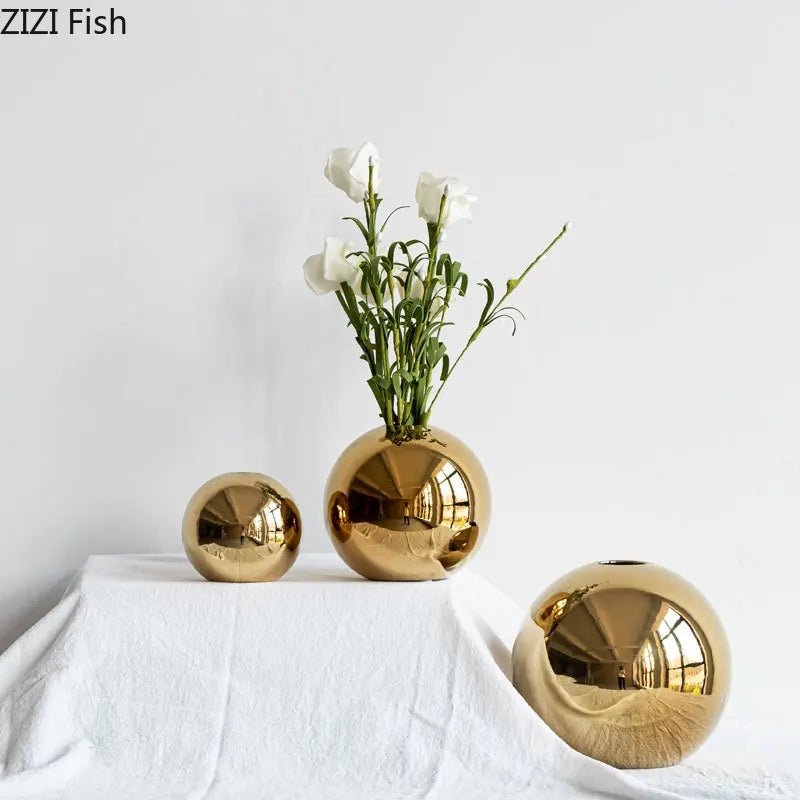 Plating Gold Ceramic Vase — Luxury Home Decor