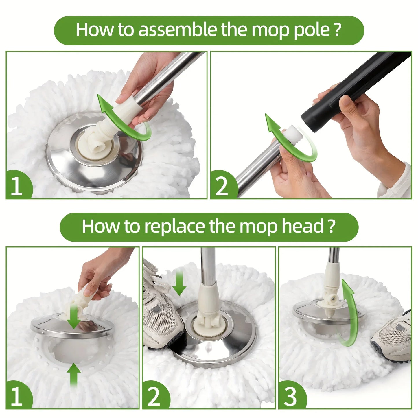 Heavy Duty Spin Mop & Bucket Set — 360° Rotating Head