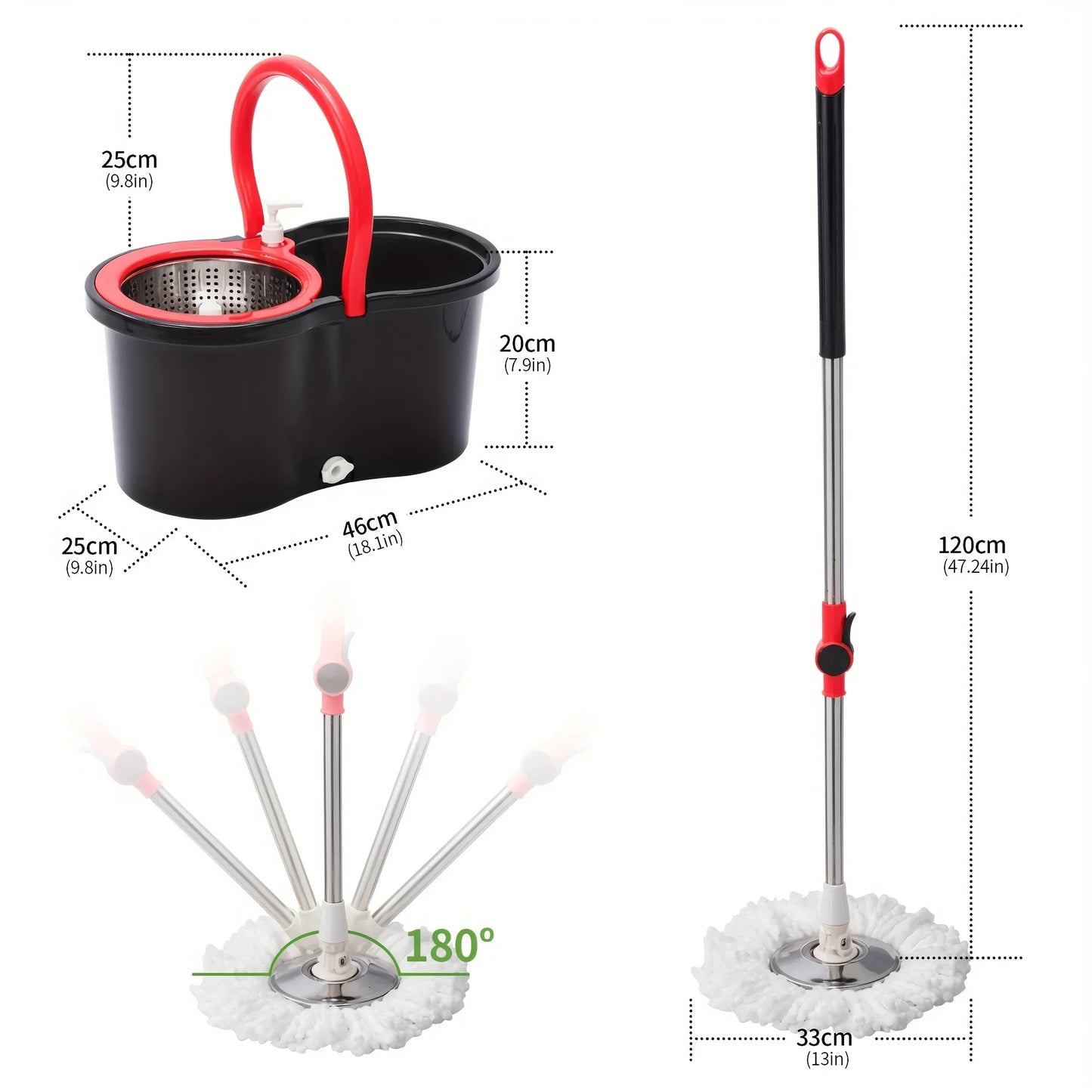 Heavy Duty Spin Mop & Bucket Set — 360° Rotating Head
