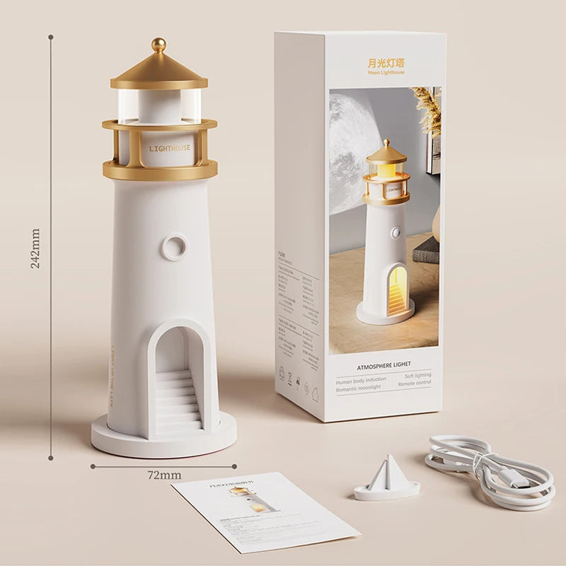 Moon Lamp Projection Lighthouse — Ambient Night Light