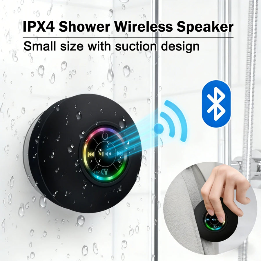 Mini Portable LED Bluetooth Speaker New Bathroom Waterproof Large Suction Cup Speaker Wireless Outdoor Sports Stereo Speaker