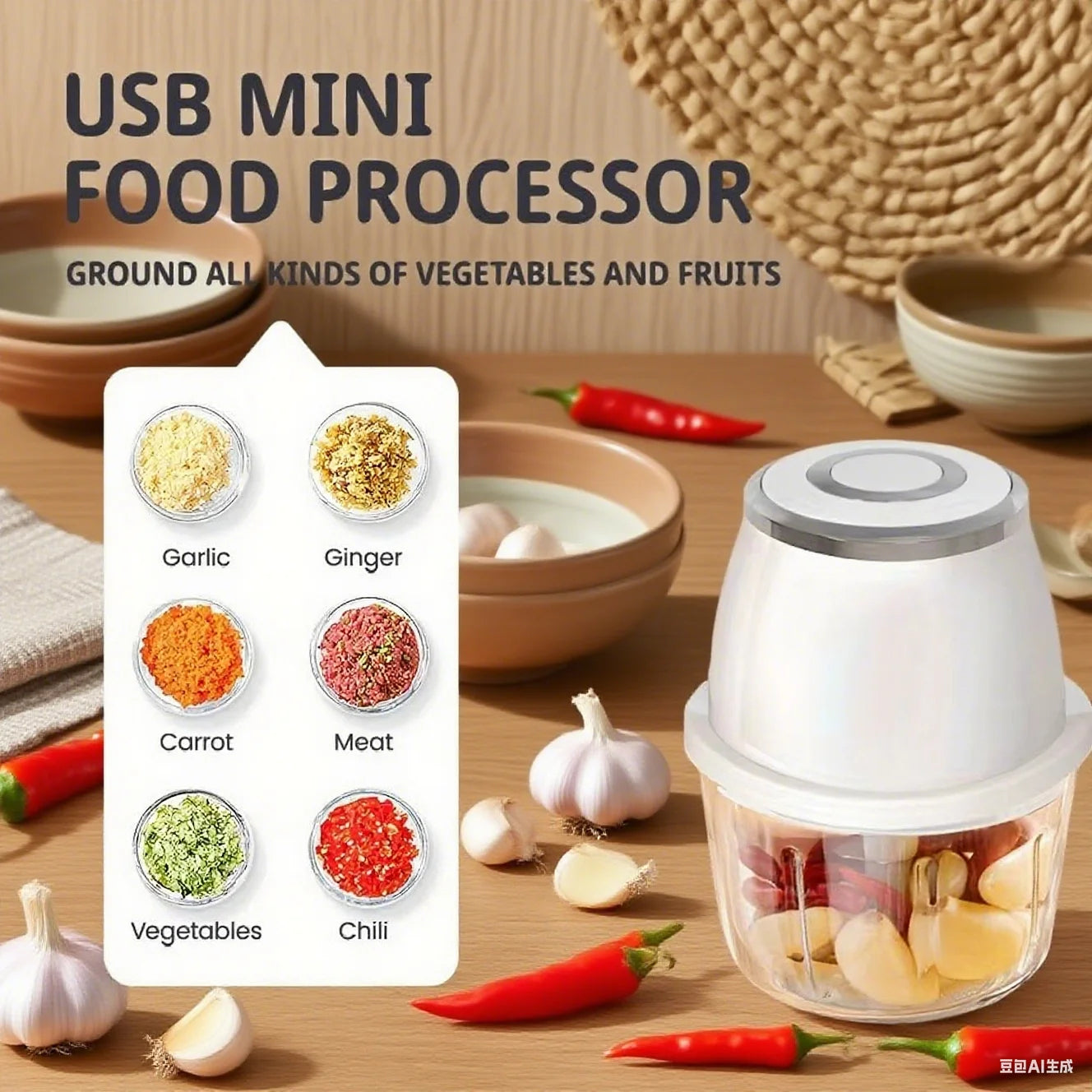 Electric Meat Grinder 350ML — Fast & Powerful