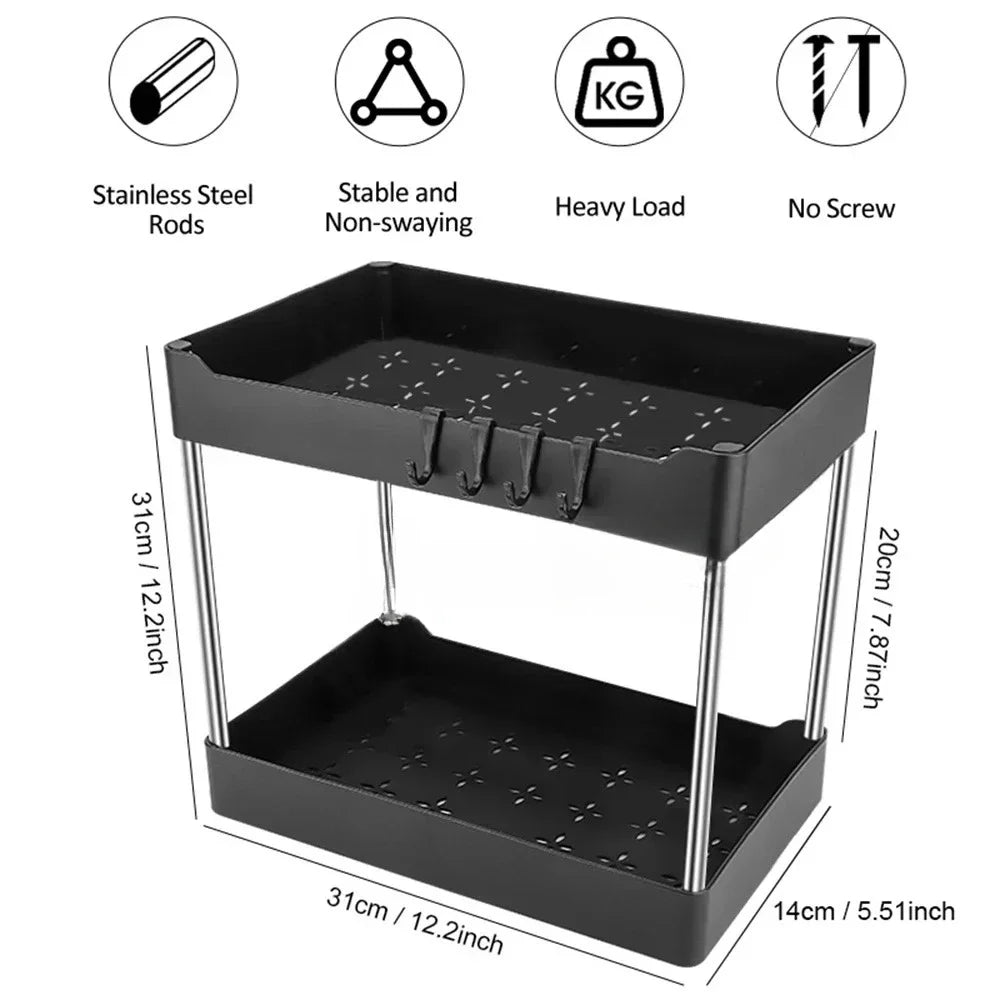 Under-Sink Storage Organizer — 2-Tier Space Saver