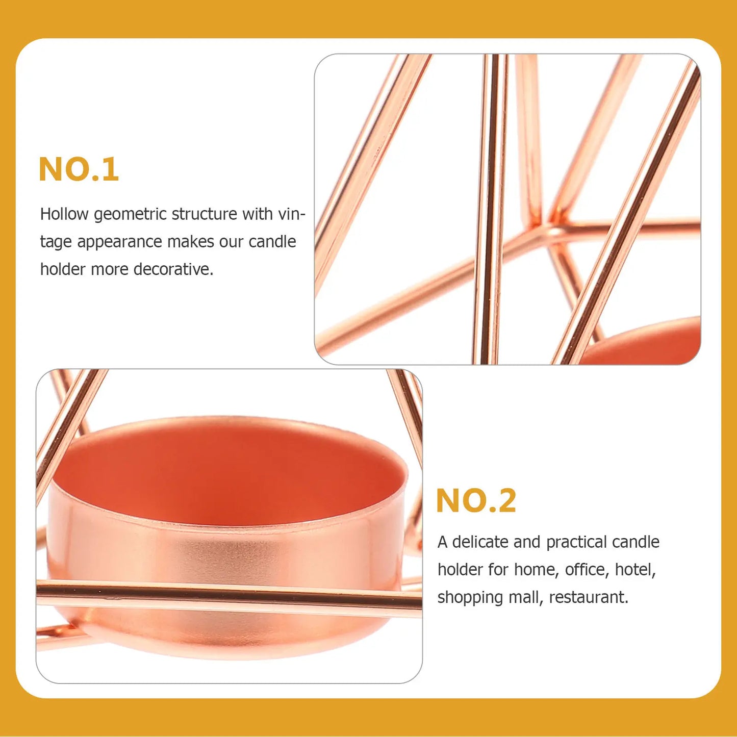 Gold Plated Geometric Metal Candlestick Holder — Luxury Decor