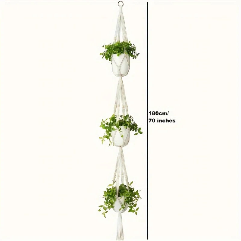 Macrame Double Plant Pendant Hanger — Boho Wall Decor