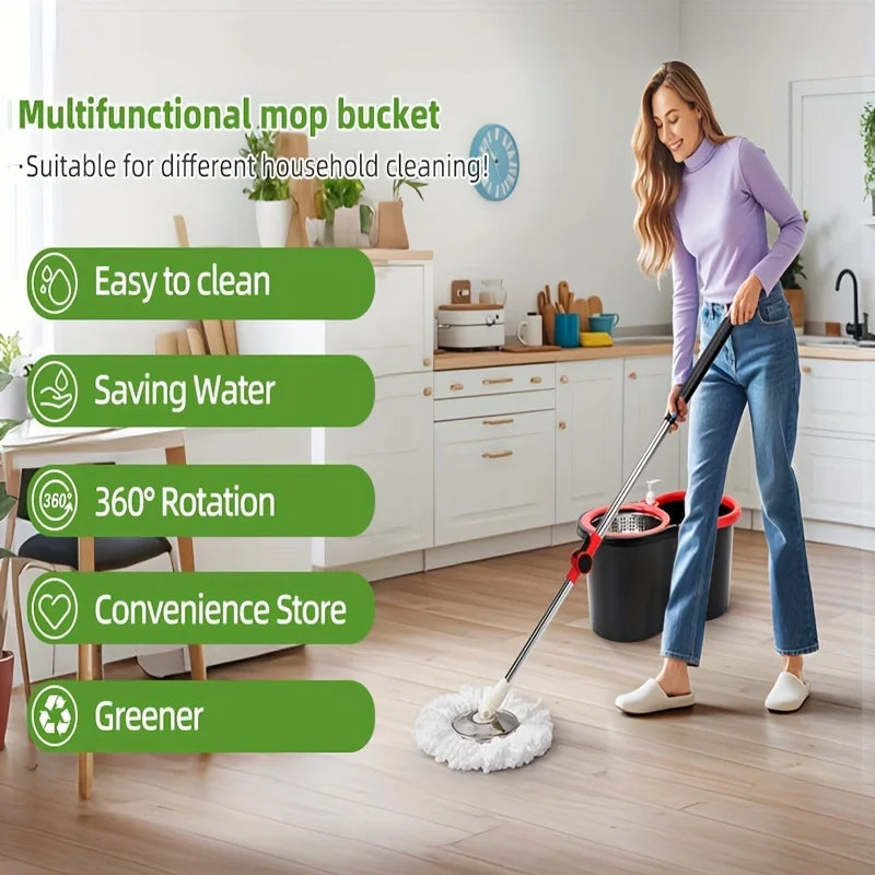 Heavy Duty Spin Mop & Bucket Set — 360° Rotating Head