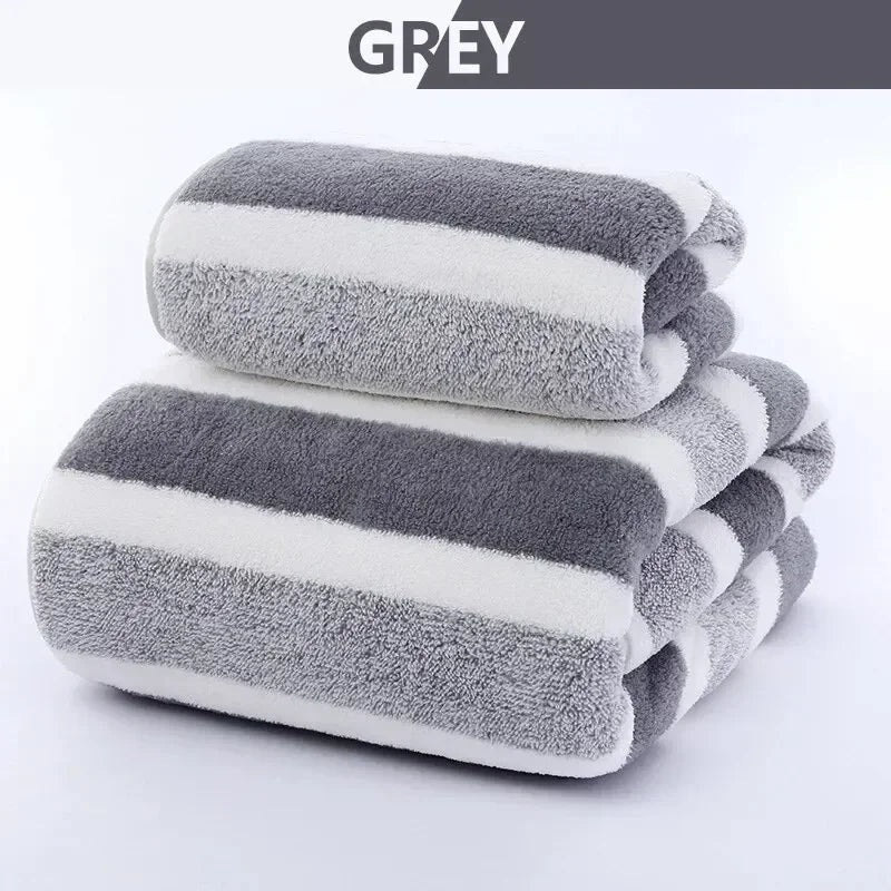 Premium Striped Towel Set — Soft, Thick & Absorbent