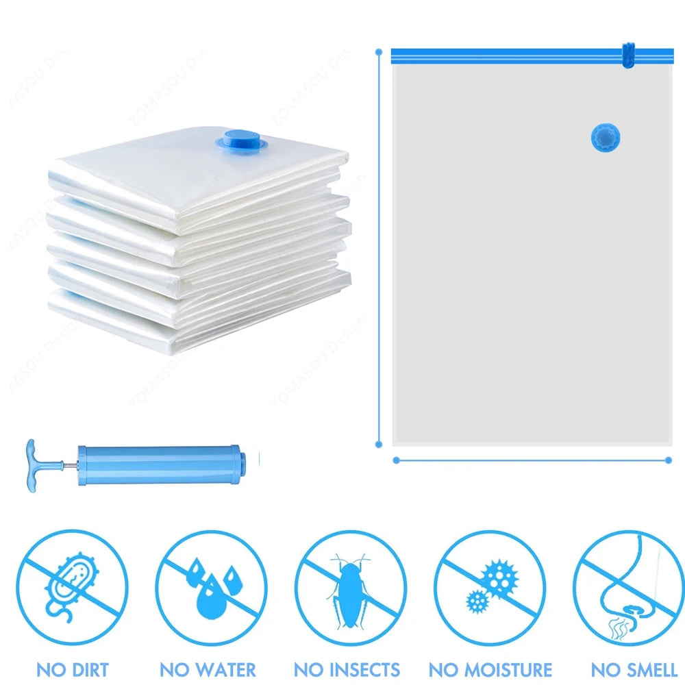Reusable Vacuum Storage Sealing Bags — Space Saving Set
