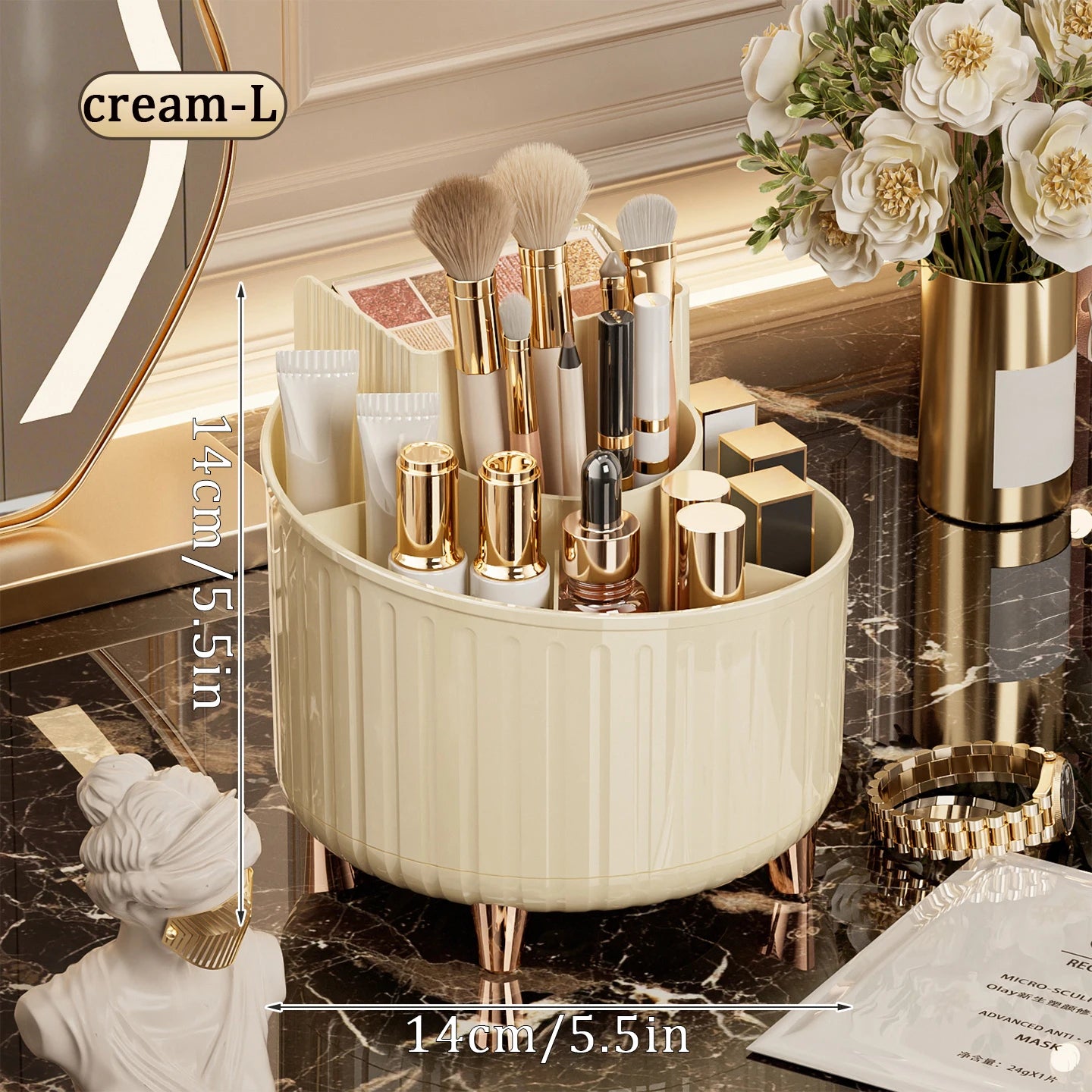 360° Rotating Makeup Organizer — Large Capacity