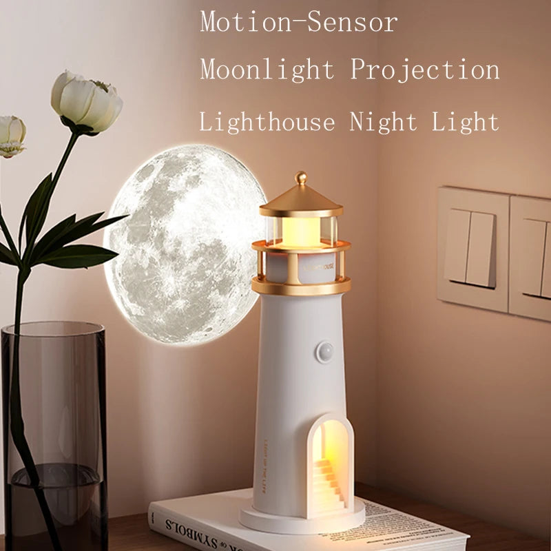Moon Lamp Projection Lighthouse — Ambient Night Light