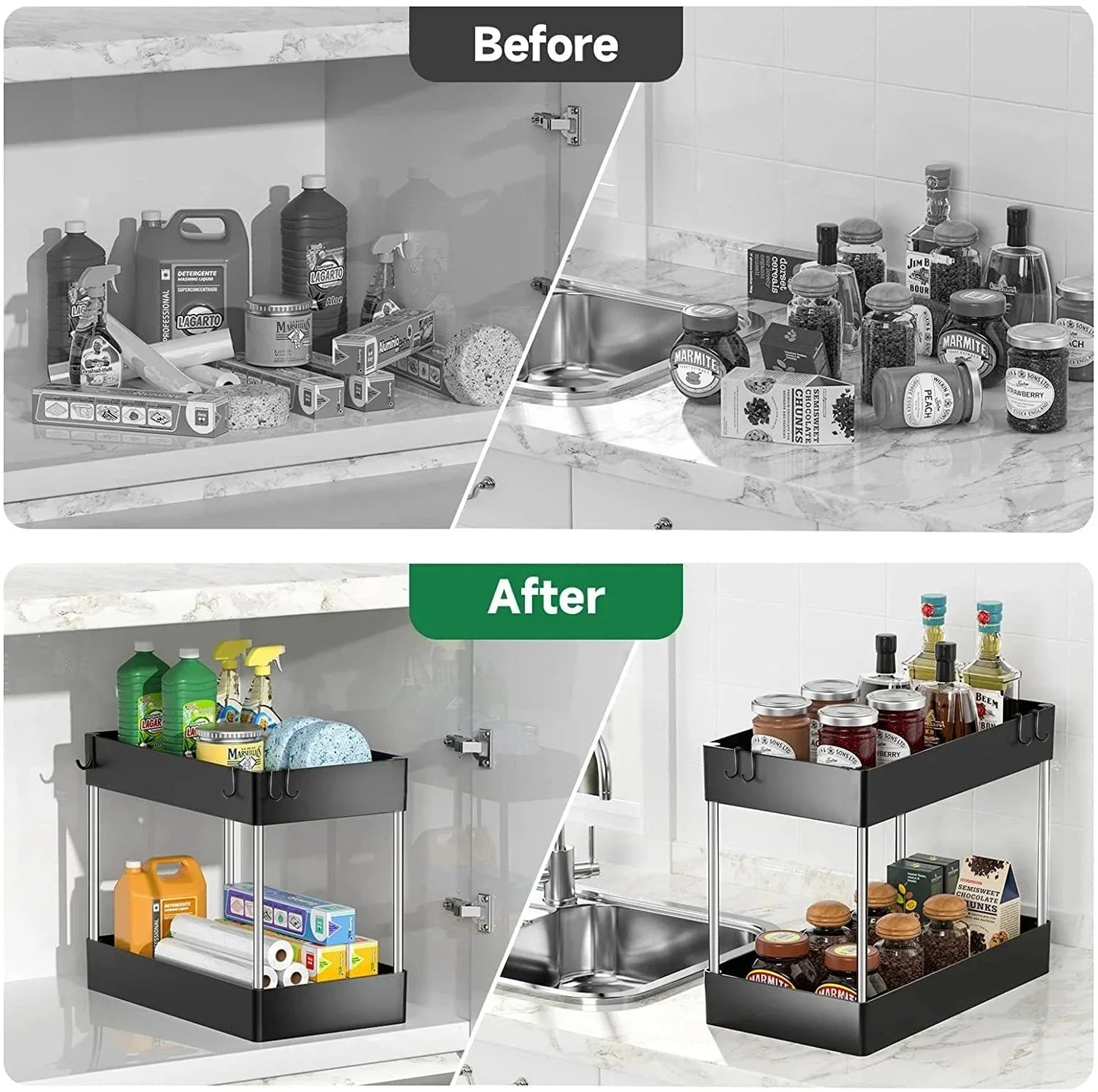 Under-Sink Storage Organizer — 2-Tier Space Saver
