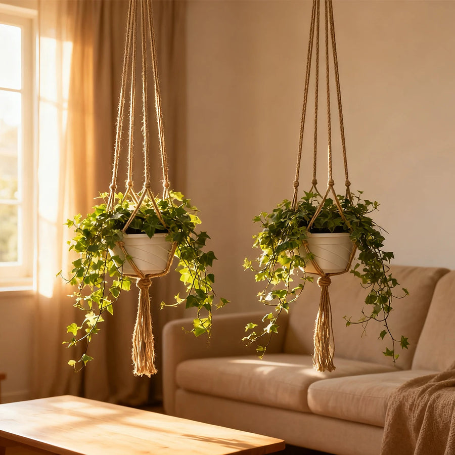 Hanging Plant Pot Holder — Decorative Woven Basket