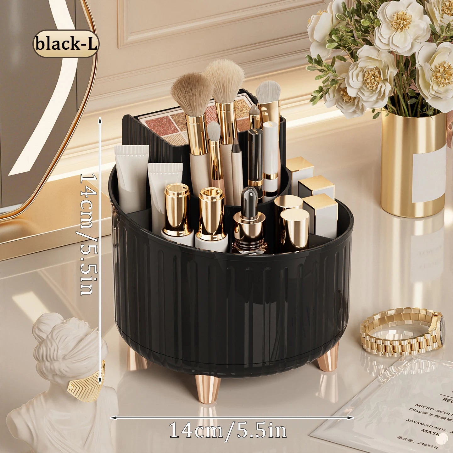 360° Rotating Makeup Organizer — Large Capacity