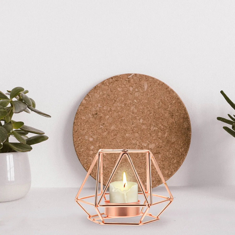 Gold Plated Geometric Metal Candlestick Holder — Luxury Decor