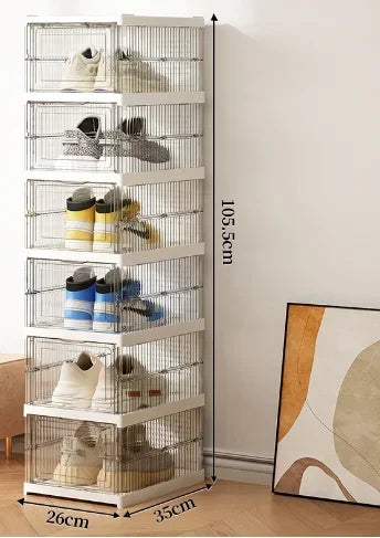 Foldable Shoe Storage Boxes — Dustproof 6-Layer Set
