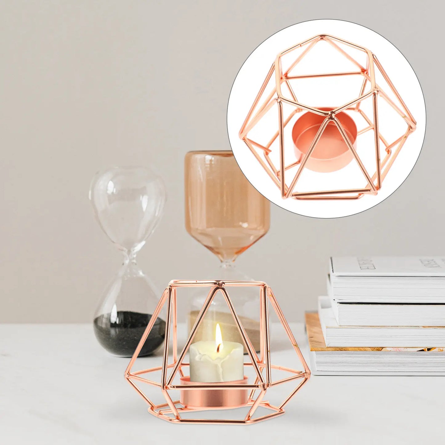 Gold Plated Geometric Metal Candlestick Holder — Luxury Decor