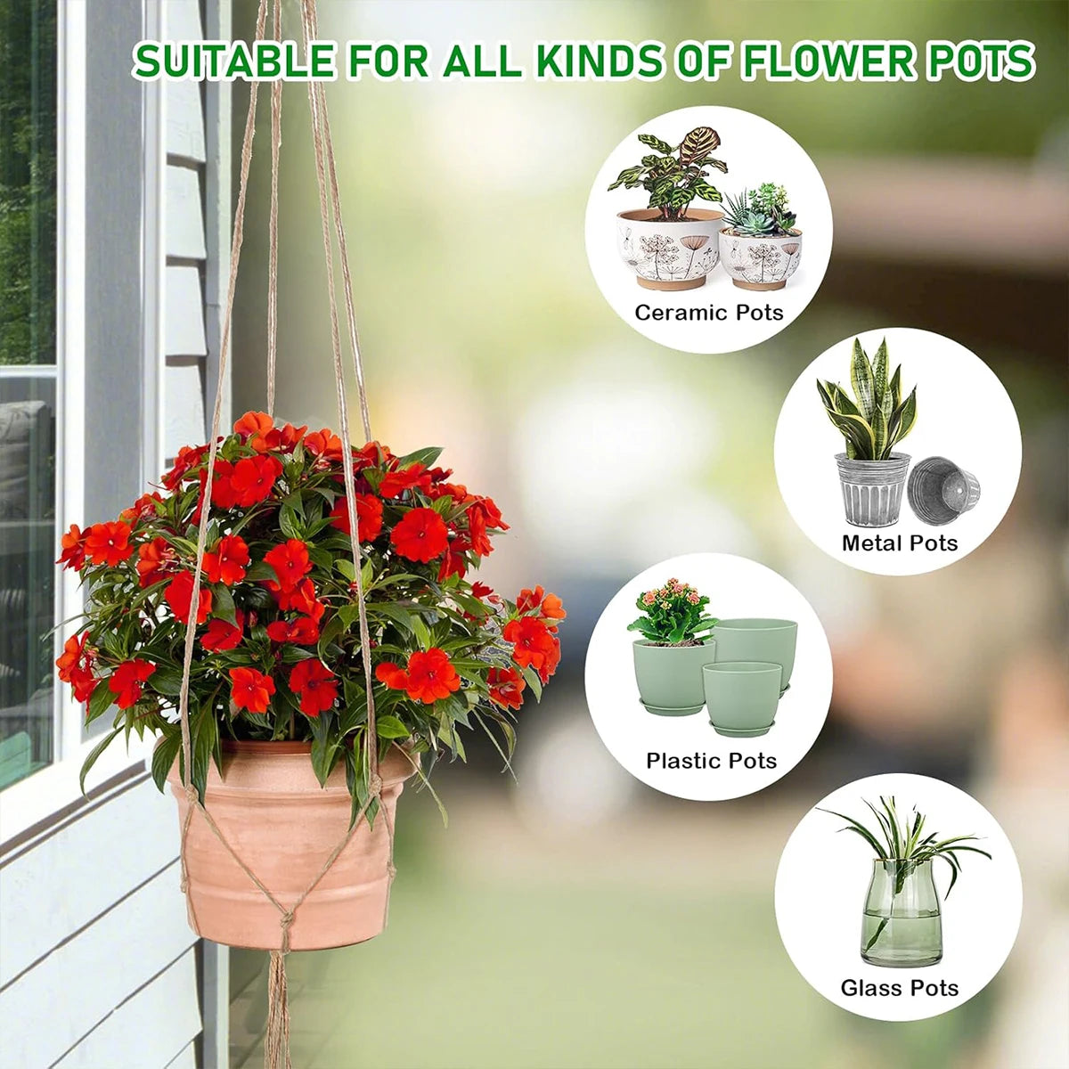Hanging Plant Pot Holder — Decorative Woven Basket