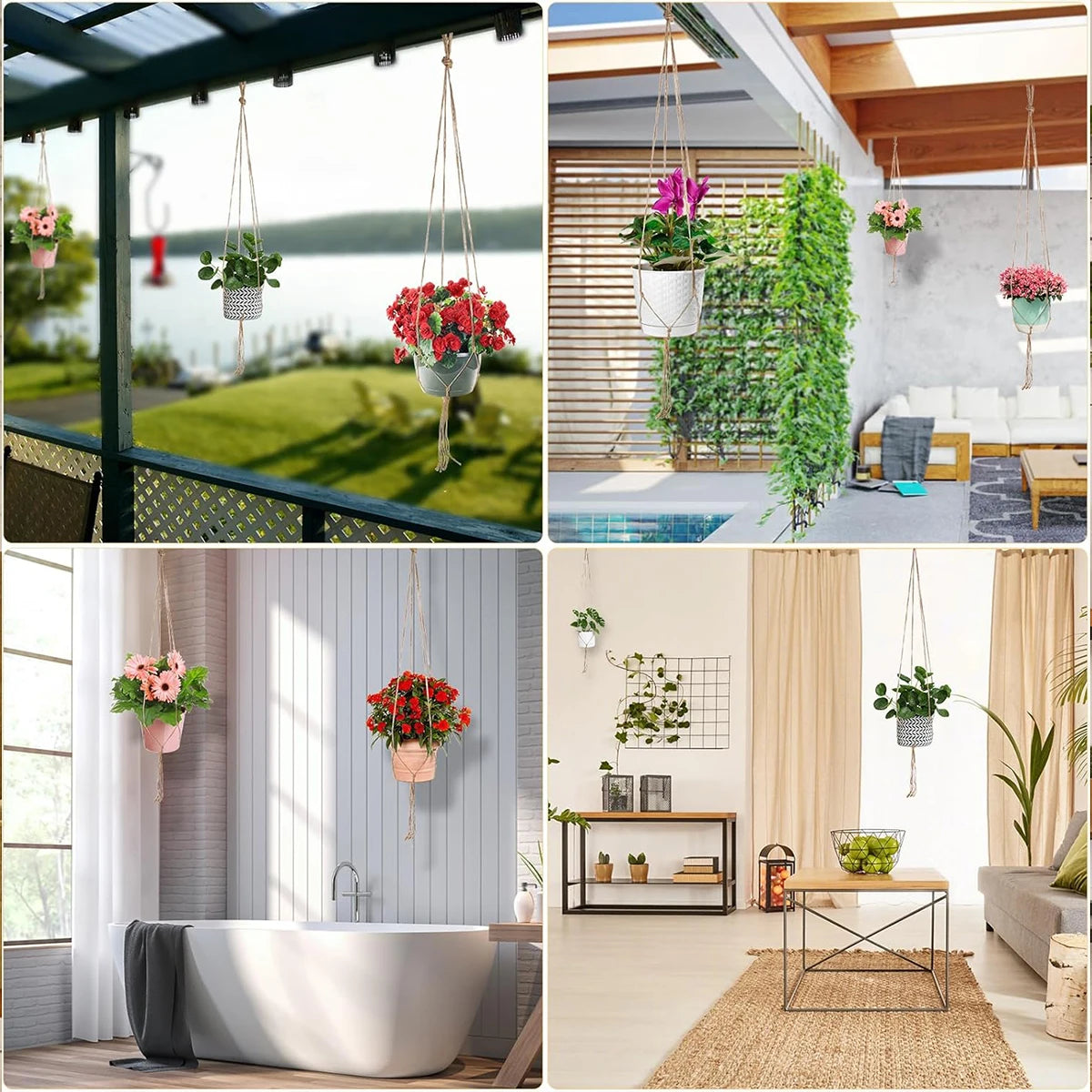 Hanging Plant Pot Holder — Decorative Woven Basket