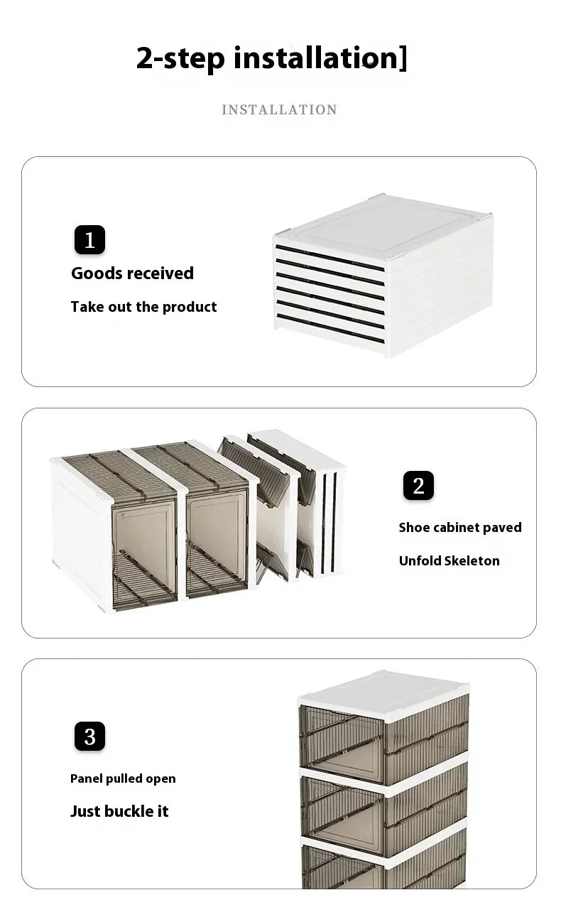 Foldable Shoe Storage Boxes — Dustproof 6-Layer Set