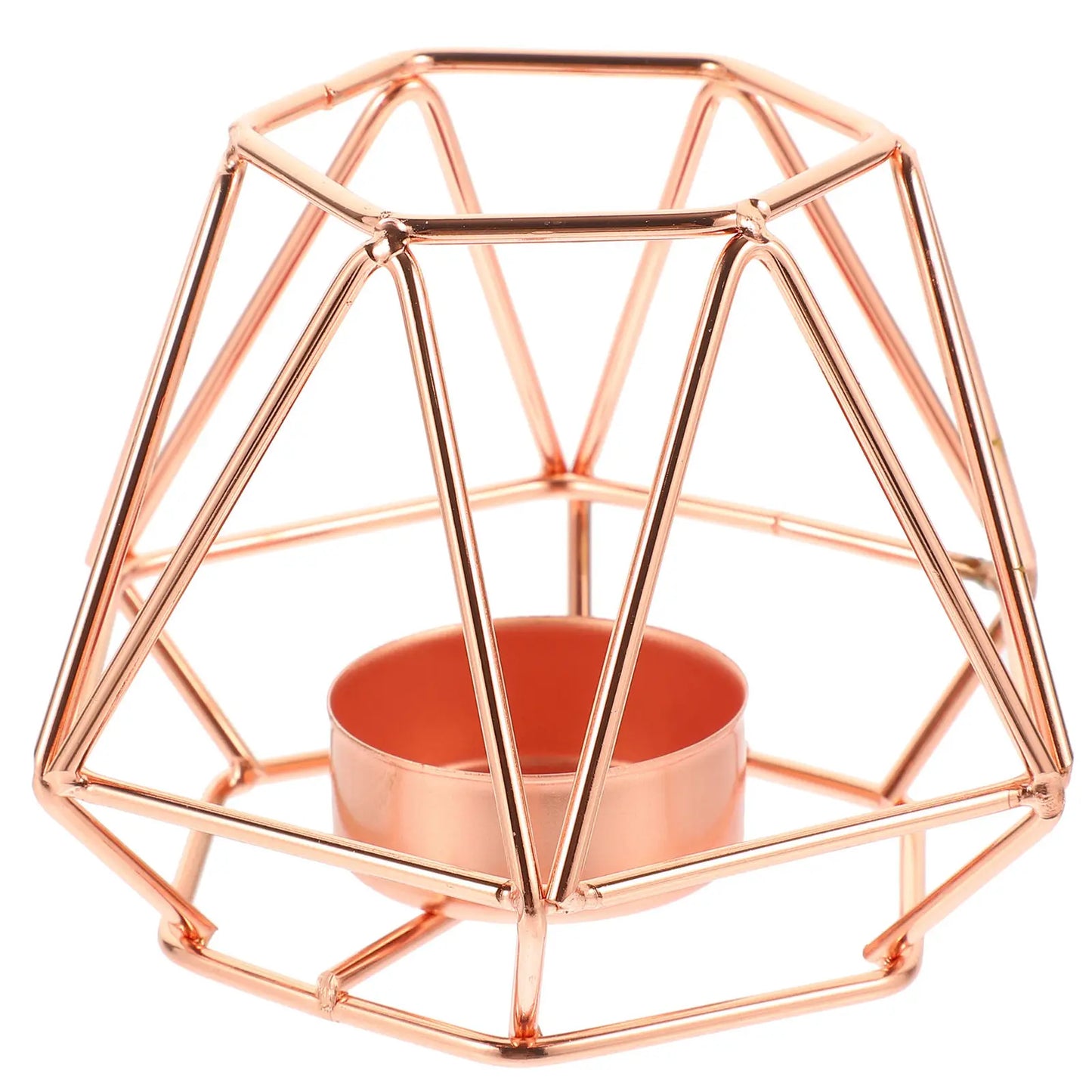 Gold Plated Geometric Metal Candlestick Holder — Luxury Decor