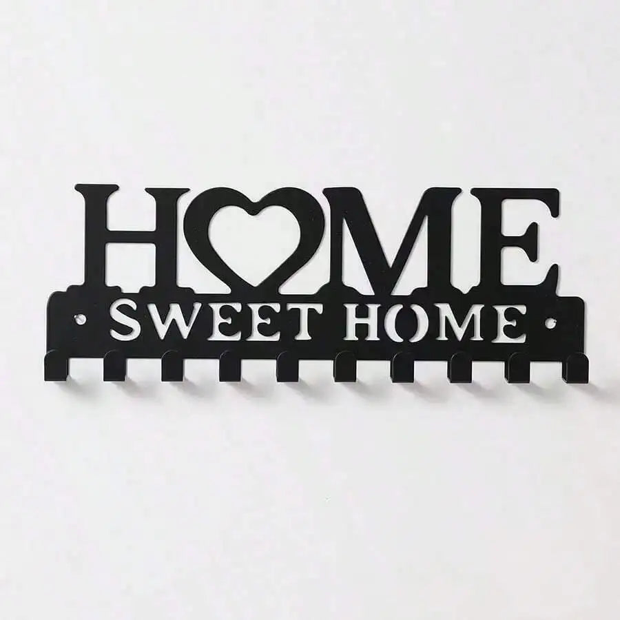 Wall-Mounted Key Holder & Storage Rack — Modern Black