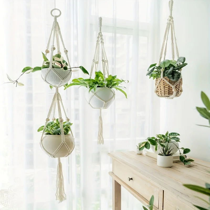 Macrame Double Plant Pendant Hanger — Boho Wall Decor