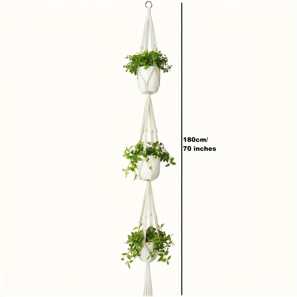 Macrame Double Plant Pendant Hanger — Boho Wall Decor